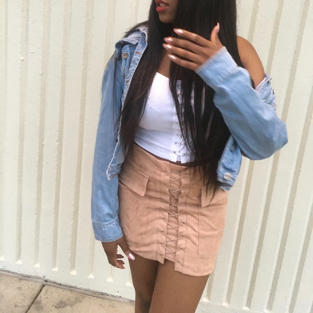 Suede Tan Mini Skirt